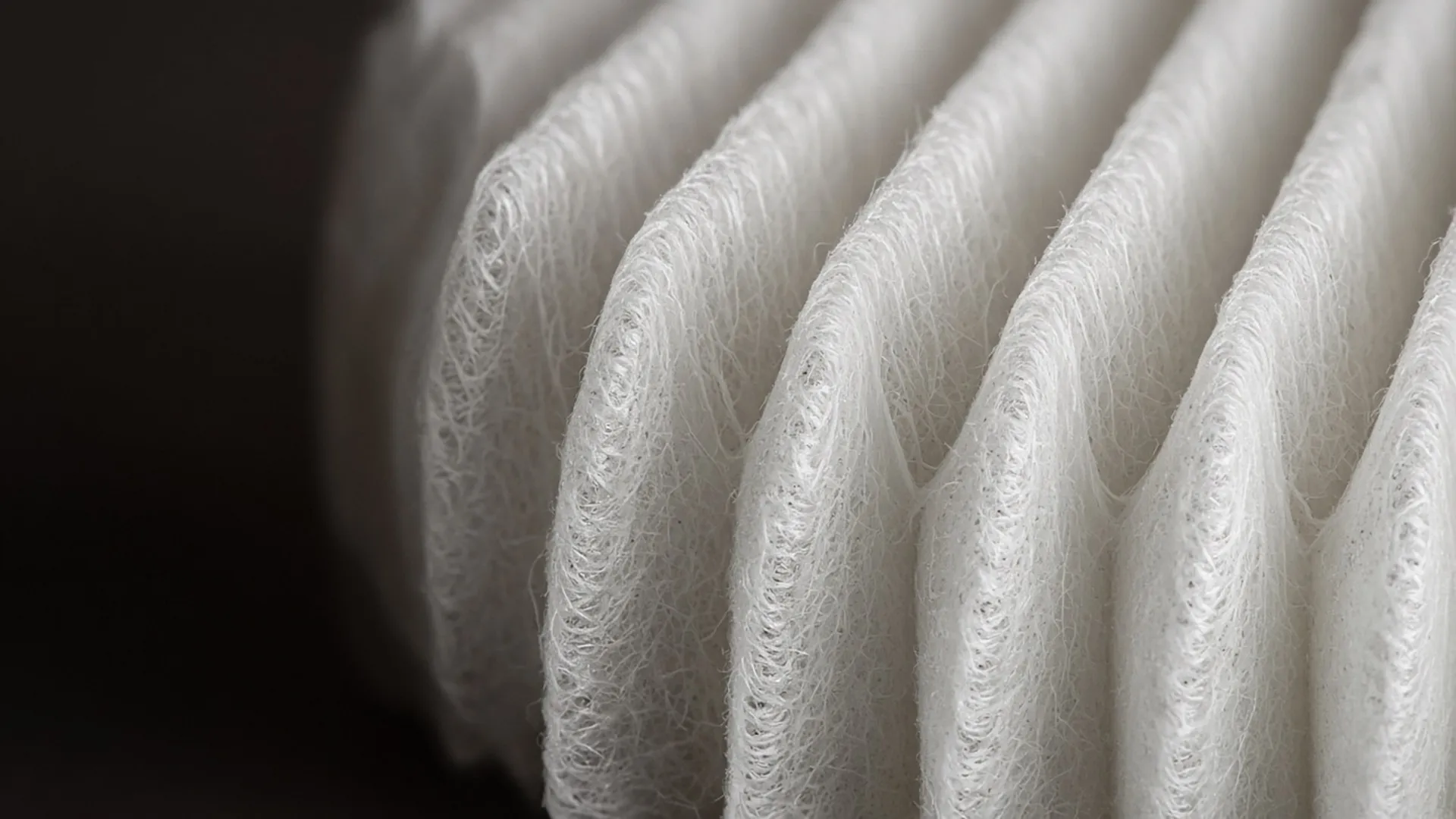 Close view of a white pleated filter