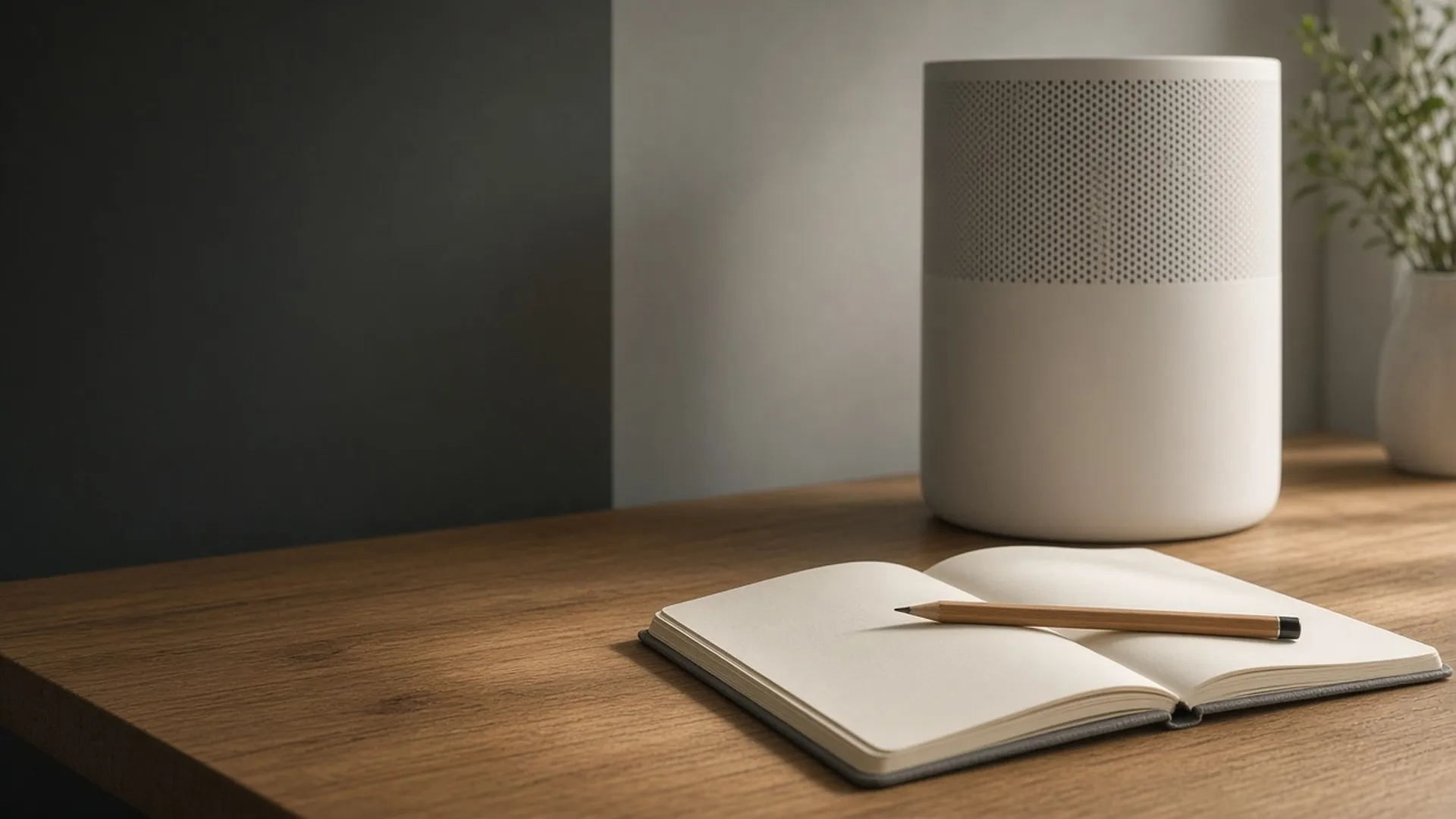 An open notebook on a sunlit oak desk