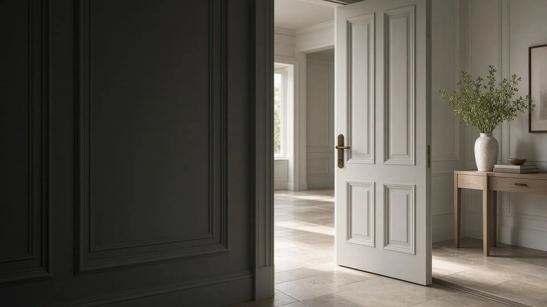 A front door opening onto a bright hall