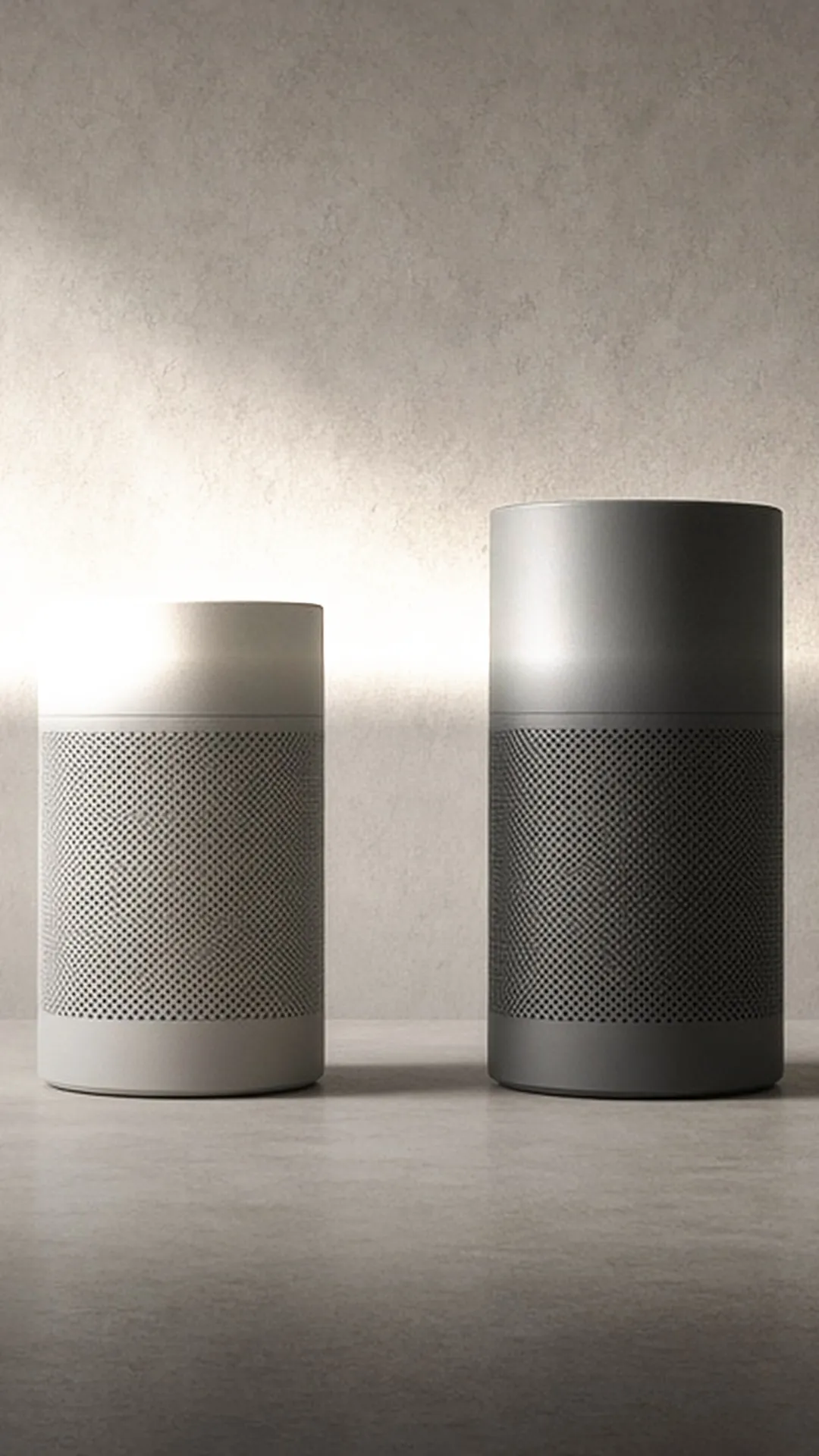 Two plain air purifiers of different sizes