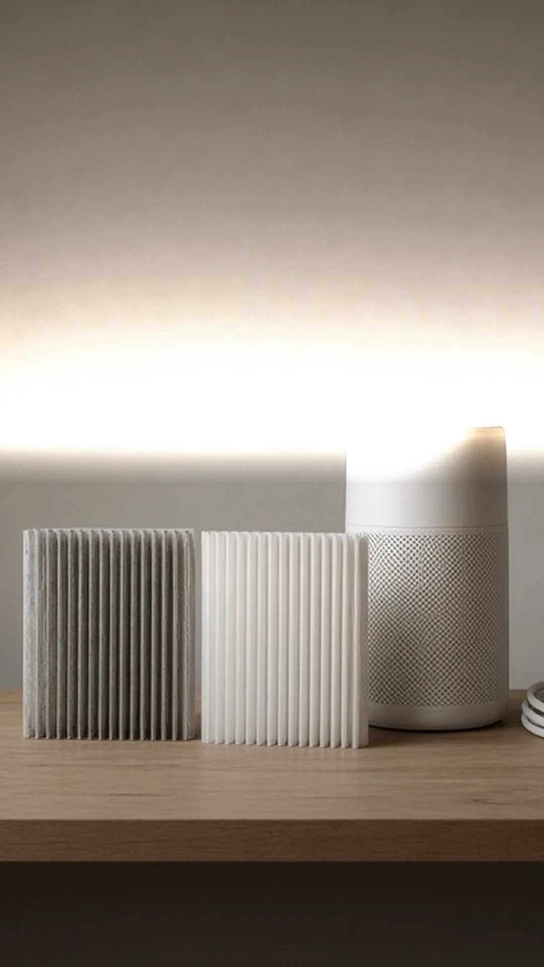 A used filter and a fresh filter side by side on a worktable