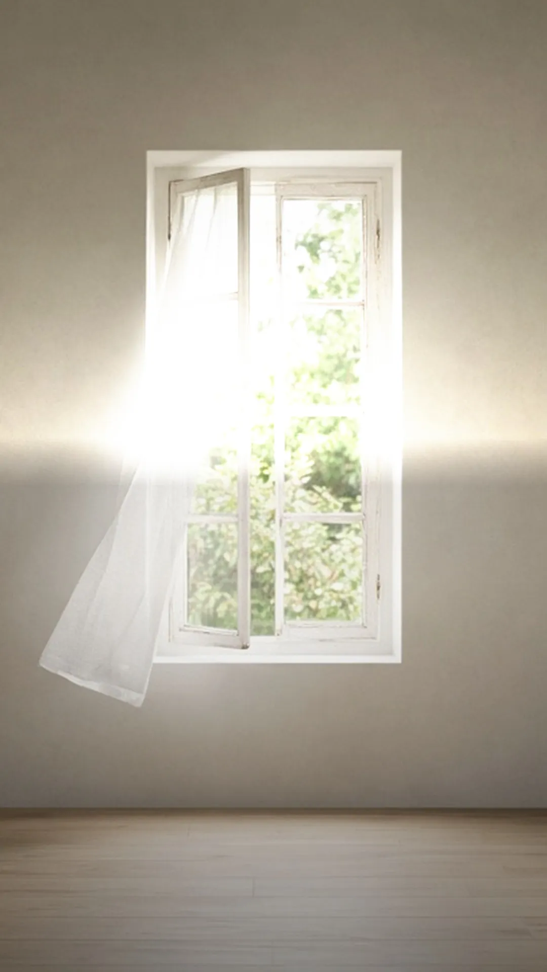 An open window letting fresh air into a calm room