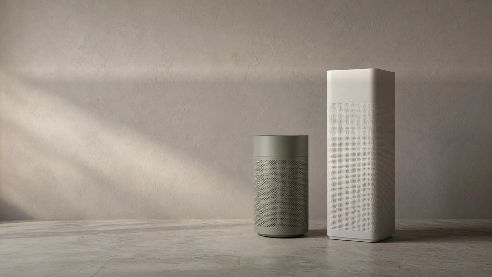 Two plain air purifiers of different sizes