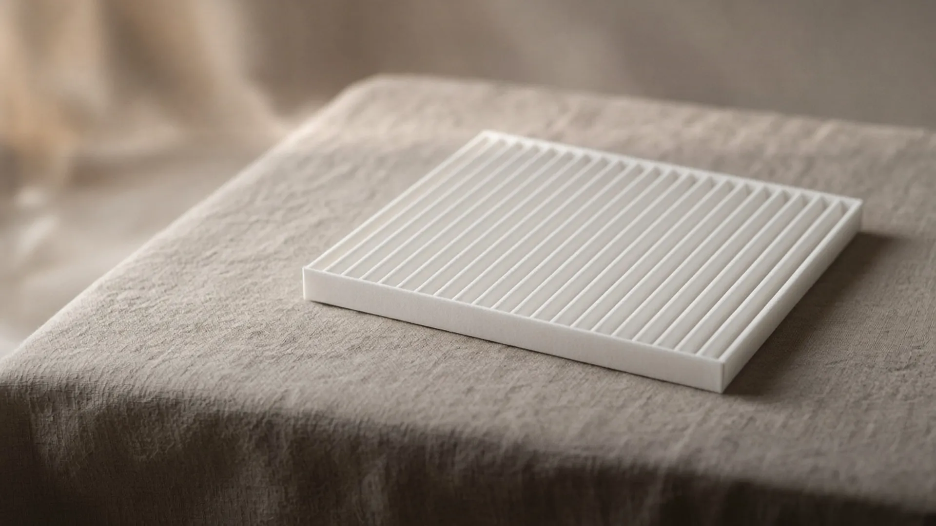 Close view of a white pleated filter
